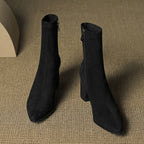 Fiona™ | Botines de ante con tacón ancho y cremallera lateral