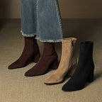 Fiona™ | Botines de ante con tacón ancho y cremallera lateral
