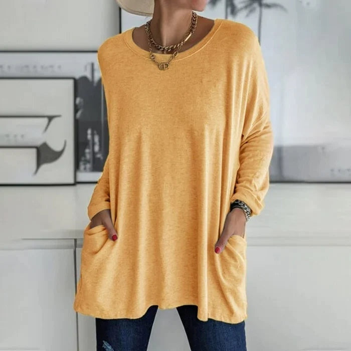 Grace™ | Camiseta oversize de manga larga con bolsillos