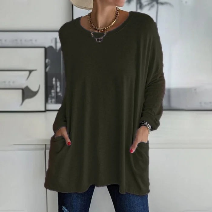 Grace™ | Camiseta oversize de manga larga con bolsillos