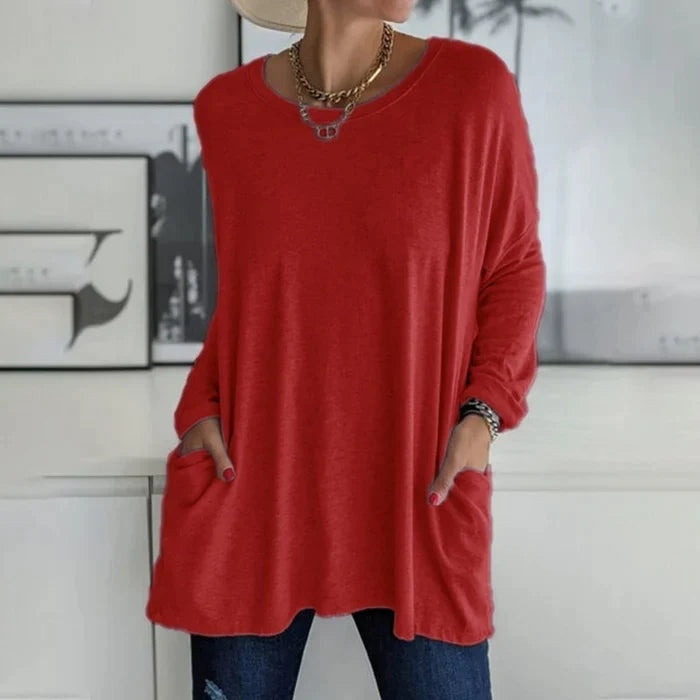 Grace™ | Camiseta oversize de manga larga con bolsillos