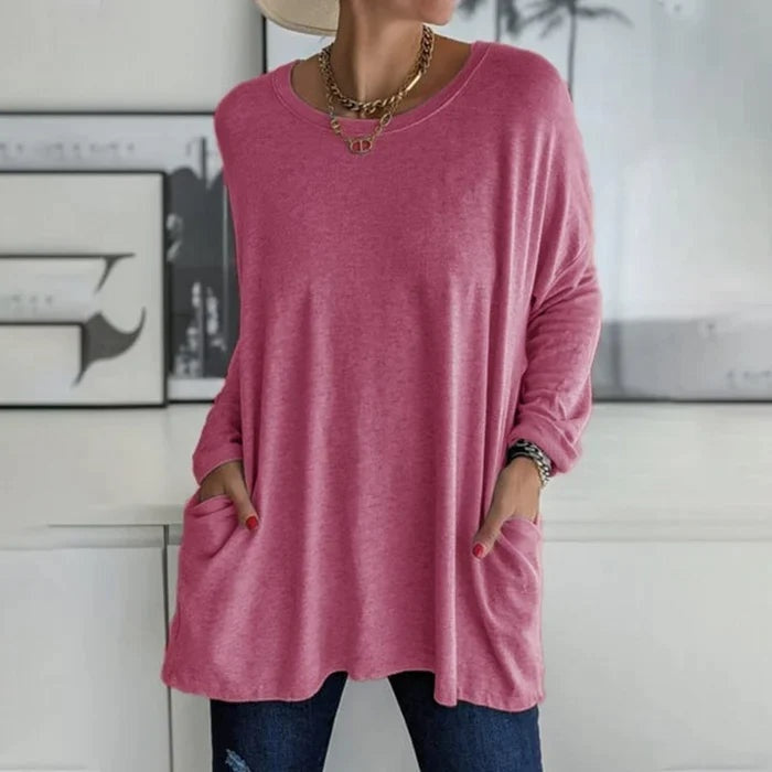 Grace™ | Camiseta oversize de manga larga con bolsillos