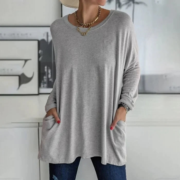 Grace™ | Camiseta oversize de manga larga con bolsillos