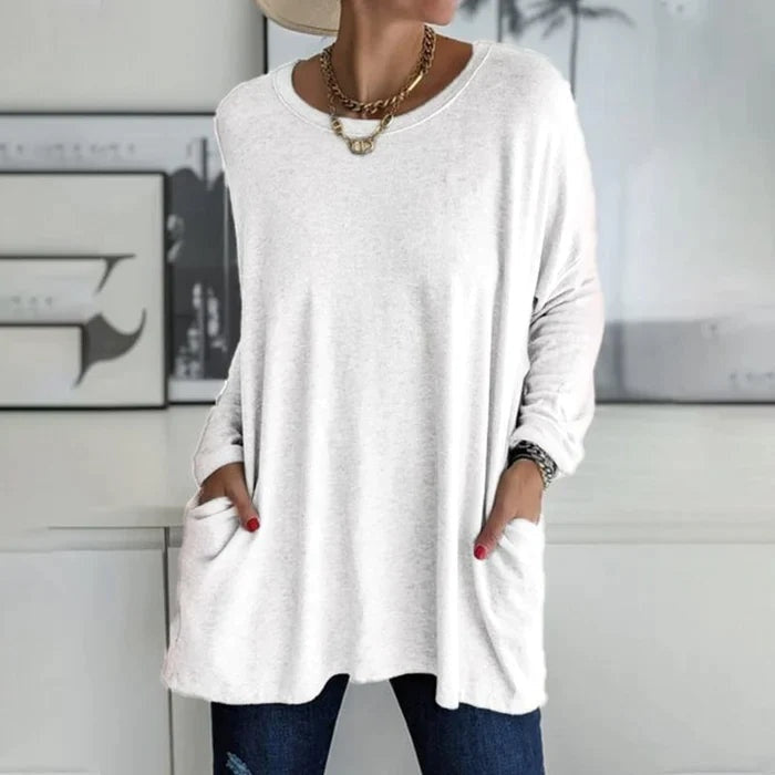Grace™ | Camiseta oversize de manga larga con bolsillos