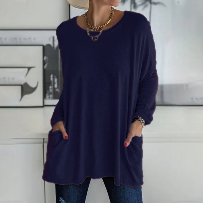 Grace™ | Camiseta oversize de manga larga con bolsillos