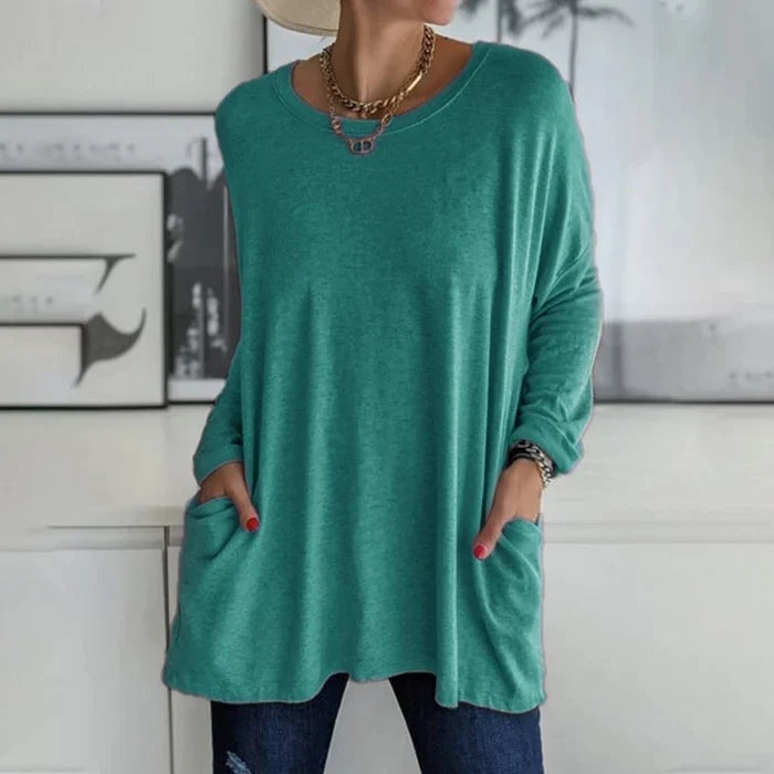 Grace™ | Camiseta oversize de manga larga con bolsillos