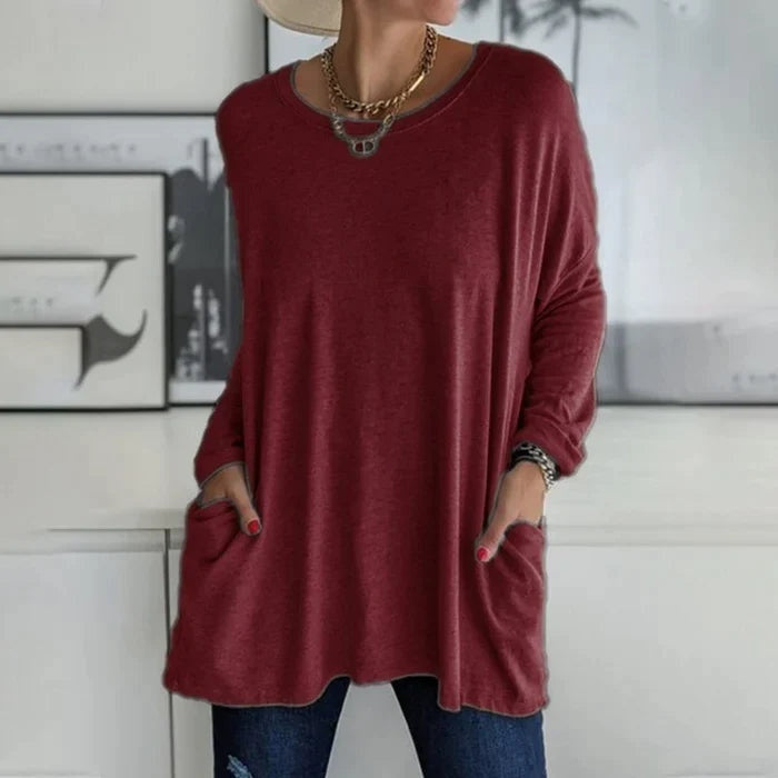 Grace™ | Camiseta oversize de manga larga con bolsillos
