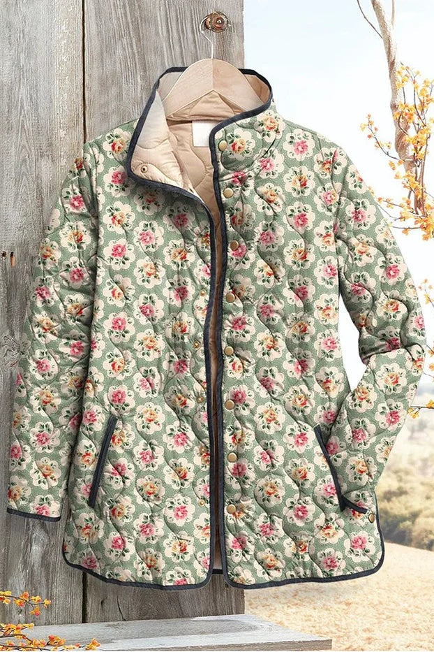 Olivia™ | Chaqueta acolchada de entretiempo con patchwork floral