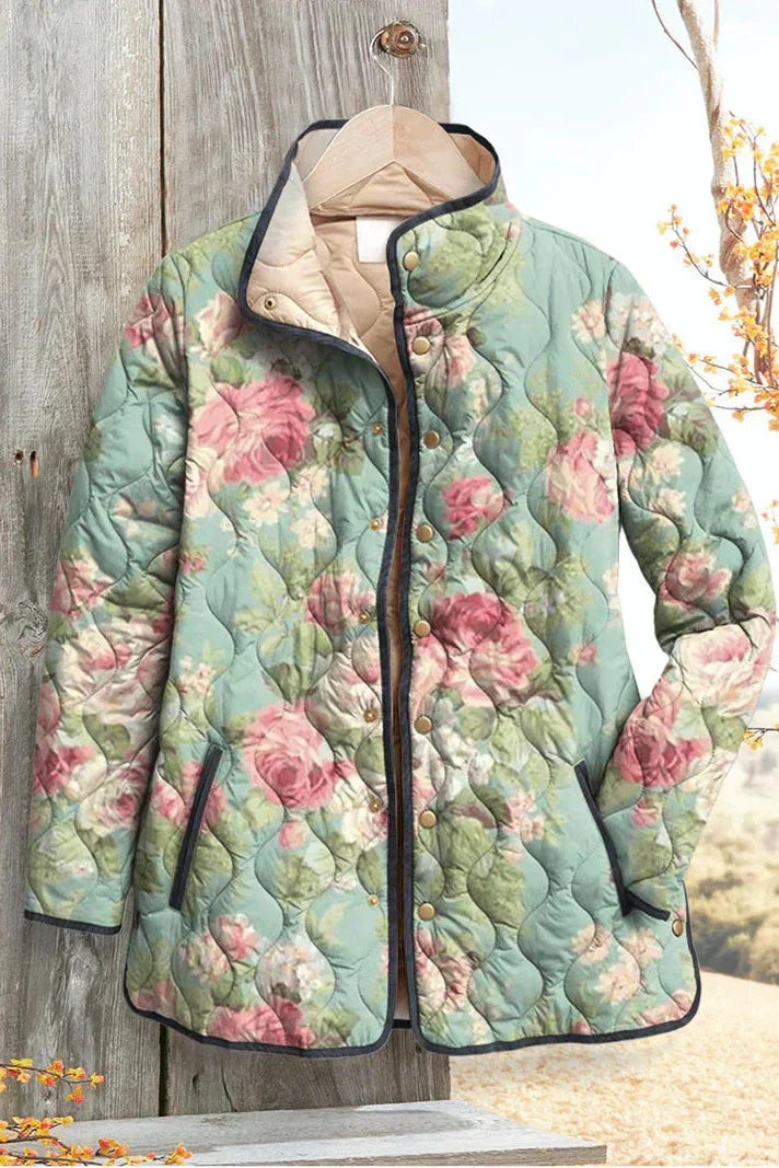 Olivia™ | Chaqueta acolchada de entretiempo con patchwork floral