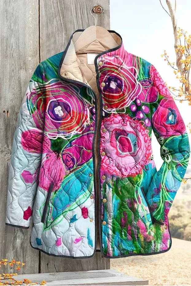 Olivia™ | Chaqueta acolchada de entretiempo con patchwork floral