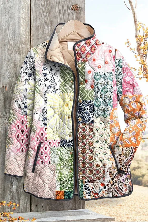 Olivia™ | Chaqueta acolchada de entretiempo con patchwork floral