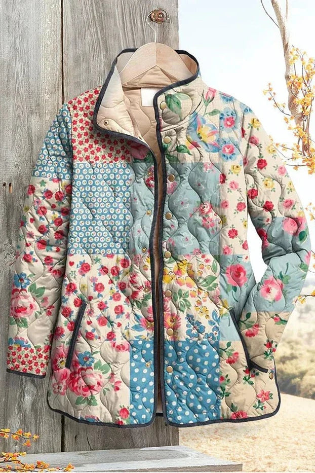 Olivia™ | Chaqueta acolchada de entretiempo con patchwork floral