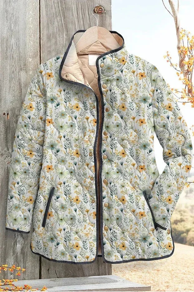 Olivia™ | Chaqueta acolchada de entretiempo con patchwork floral