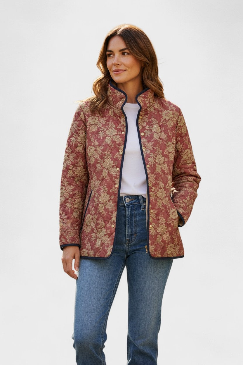 Olivia™ | Chaqueta acolchada de entretiempo con patchwork floral