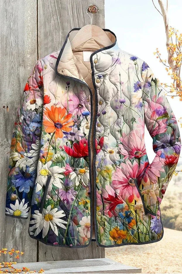 Olivia™ | Chaqueta acolchada de entretiempo con patchwork floral
