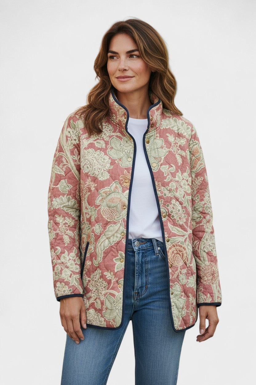 Olivia™ | Chaqueta acolchada de entretiempo con patchwork floral