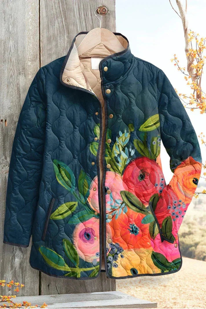 Olivia™ | Chaqueta acolchada de entretiempo con patchwork floral
