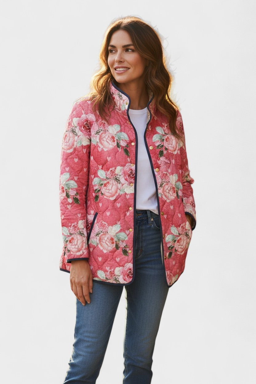 Olivia™ | Chaqueta acolchada de entretiempo con patchwork floral