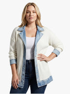Claire™ | Chaqueta de punto acanalado con detalles vaqueros