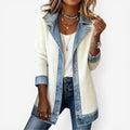 Claire™ | Chaqueta de punto acanalado con detalles vaqueros