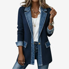 Claire™ | Chaqueta de punto acanalado con detalles vaqueros