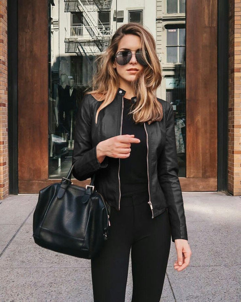 Nadia™ | Chaqueta motera de mujer de polipiel ajustada