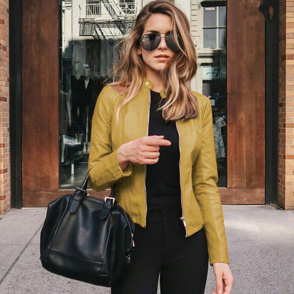 Nadia™ | Chaqueta motera de mujer de polipiel ajustada