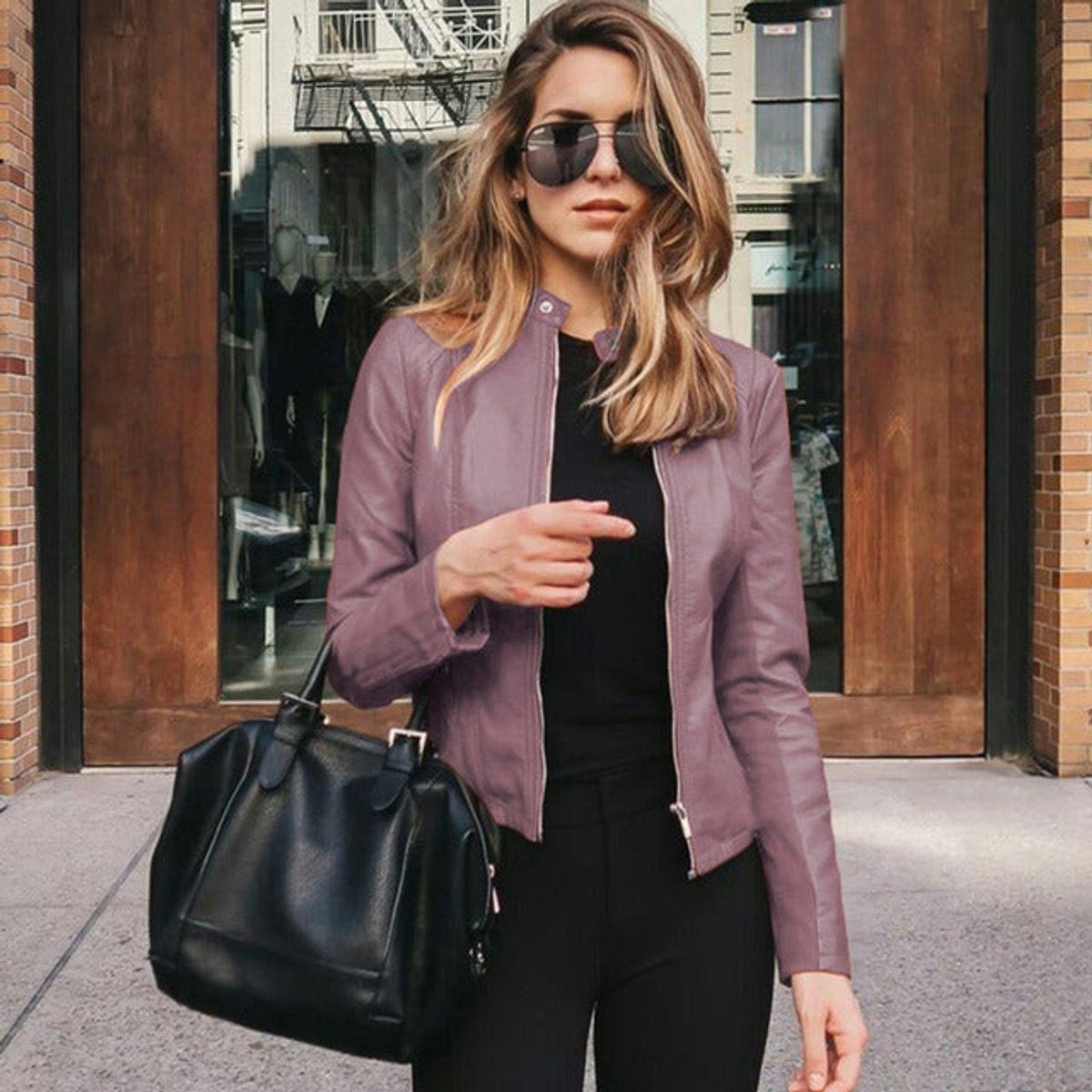 Nadia™ | Chaqueta motera de mujer de polipiel ajustada