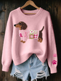 Aria™ | Jersey de punto oversize con perro salchicha y cuello redondo