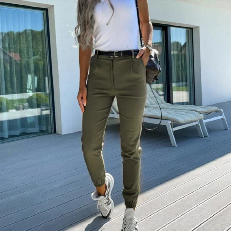 Amy™ | Pantalón chino de tiro alto estilo jogger