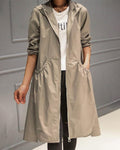 Leah™ | Parka larga impermeable con capucha y cintura fruncida