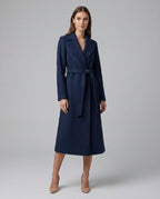 Julia™ | Gabardina larga de paño con cinturón y solapas