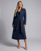 Julia™ | Gabardina larga de paño con cinturón y solapas