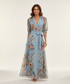 Piper™ | Vestido largo floral de invitada con cinturón