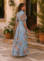 Piper™ | Vestido largo floral de invitada con cinturón