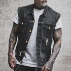 Emmett™ | Chaleco vaquero biker con botones dorados