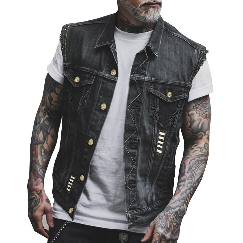 Emmett™ | Chaleco vaquero biker con botones dorados