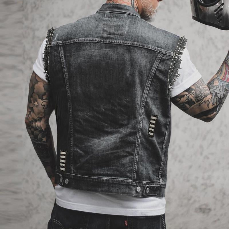 Emmett™ | Chaleco vaquero biker con botones dorados