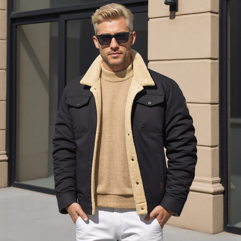 Walter™ | Chaqueta militar con forro de borreguito y bolsillos