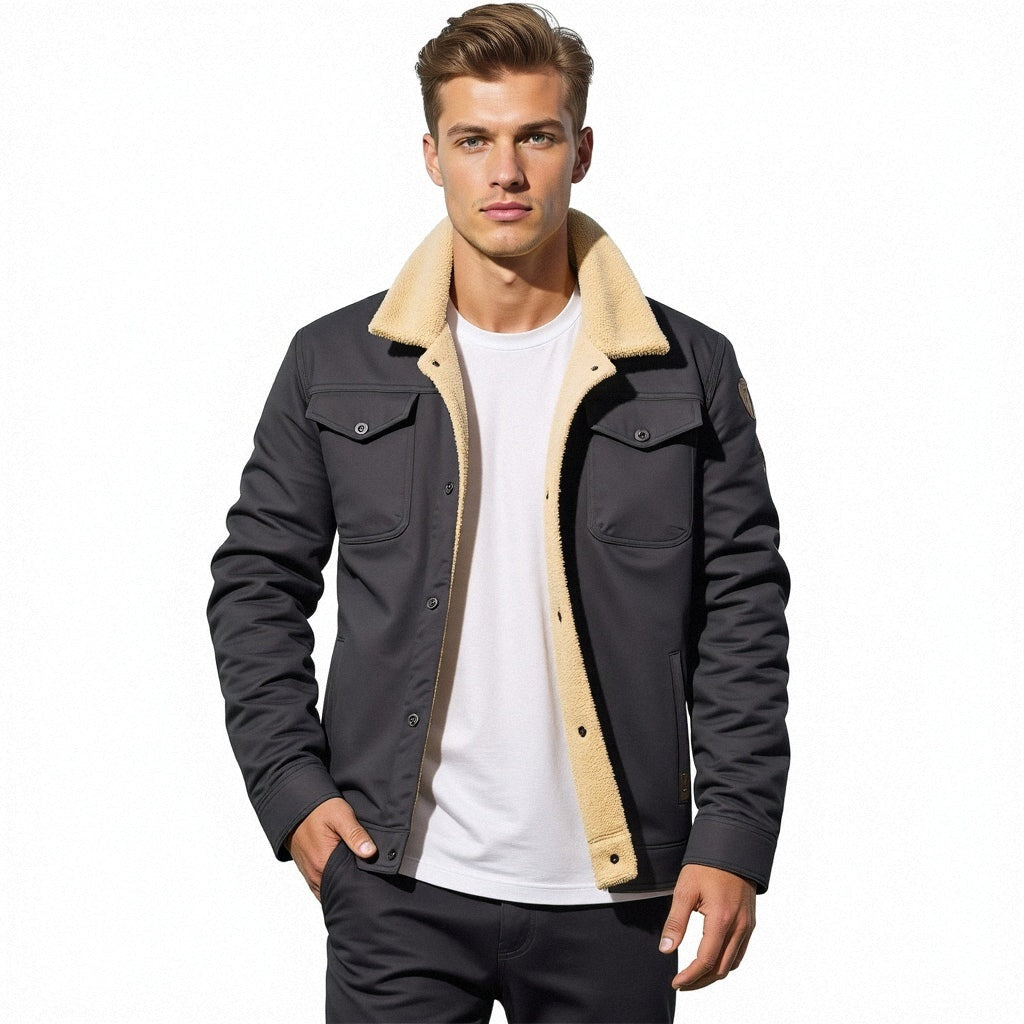 Walter™ | Chaqueta militar con forro de borreguito y bolsillos