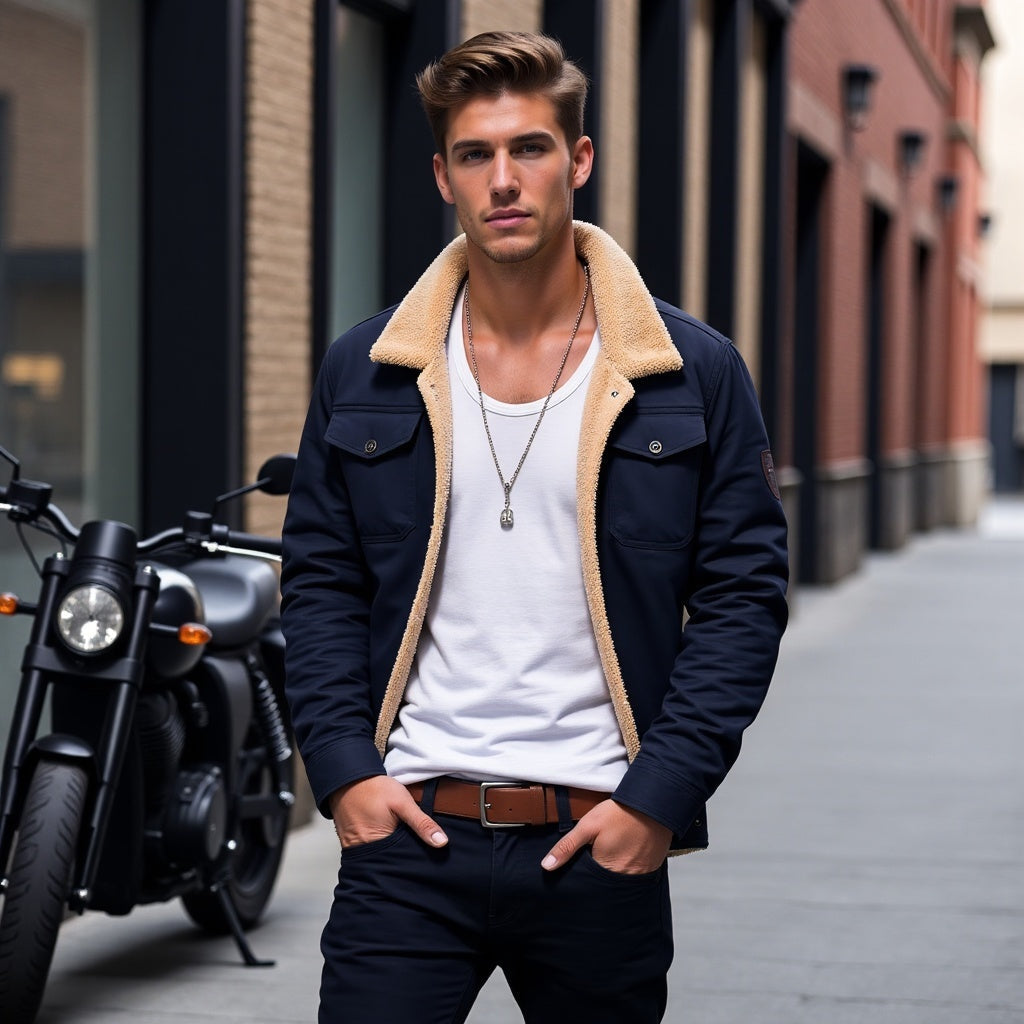 Walter™ | Chaqueta militar con forro de borreguito y bolsillos