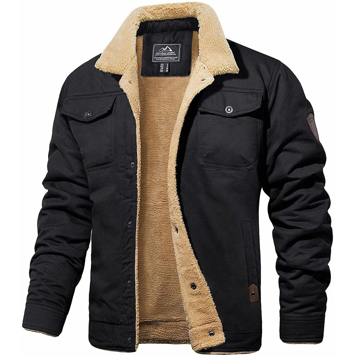 Walter™ | Chaqueta militar con forro de borreguito y bolsillos