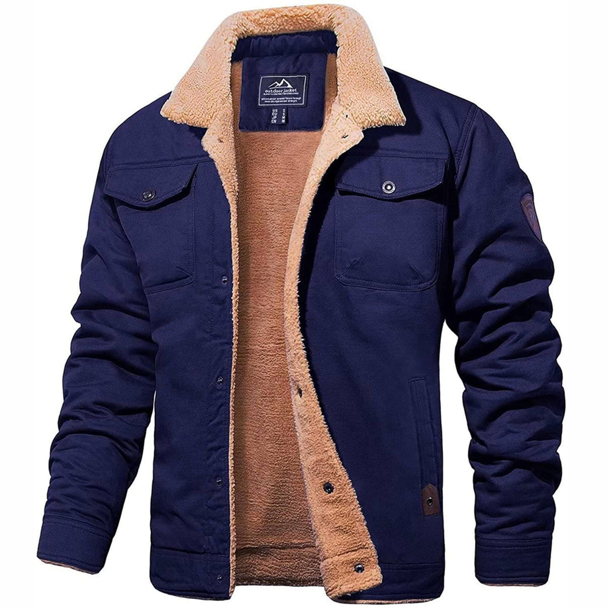 Walter™ | Chaqueta militar con forro de borreguito y bolsillos