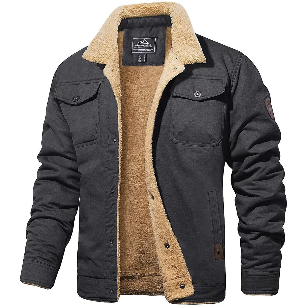 Walter™ | Chaqueta militar con forro de borreguito y bolsillos