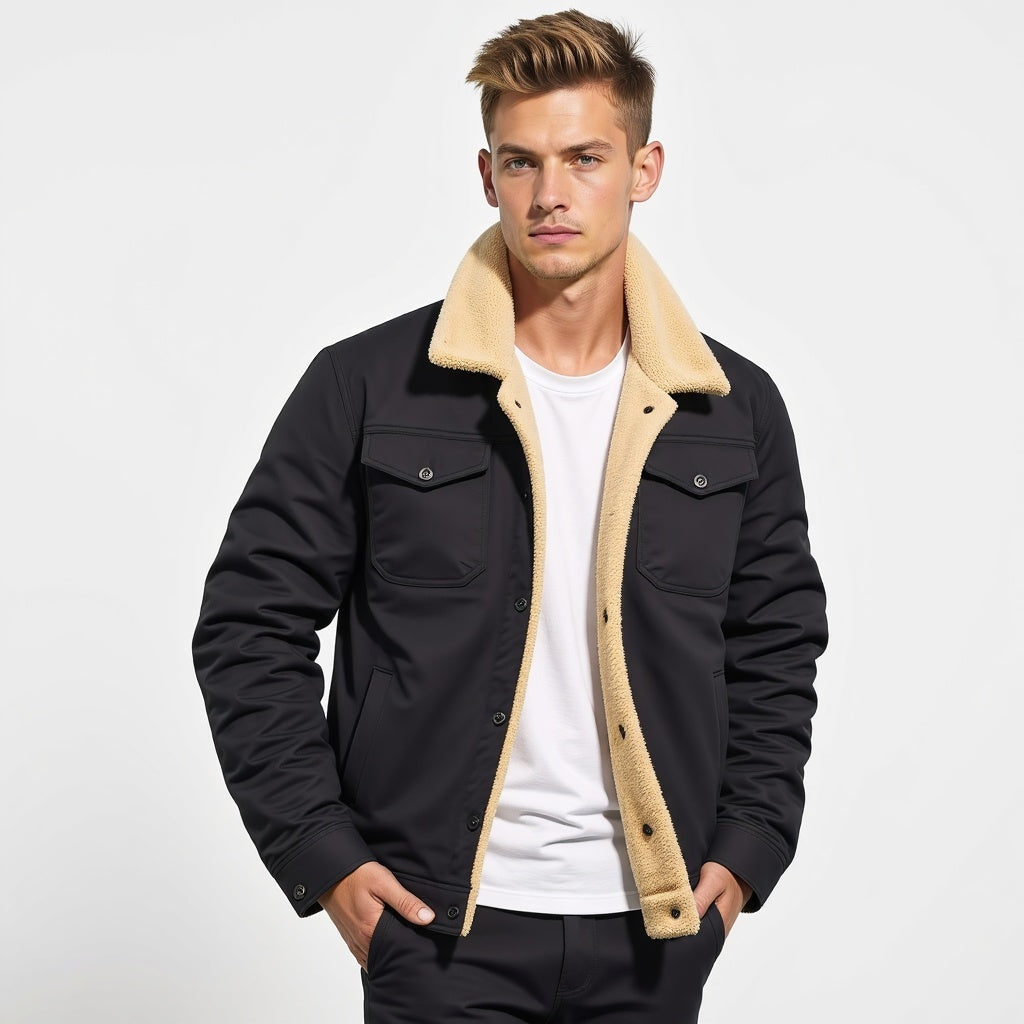 Walter™ | Chaqueta militar con forro de borreguito y bolsillos
