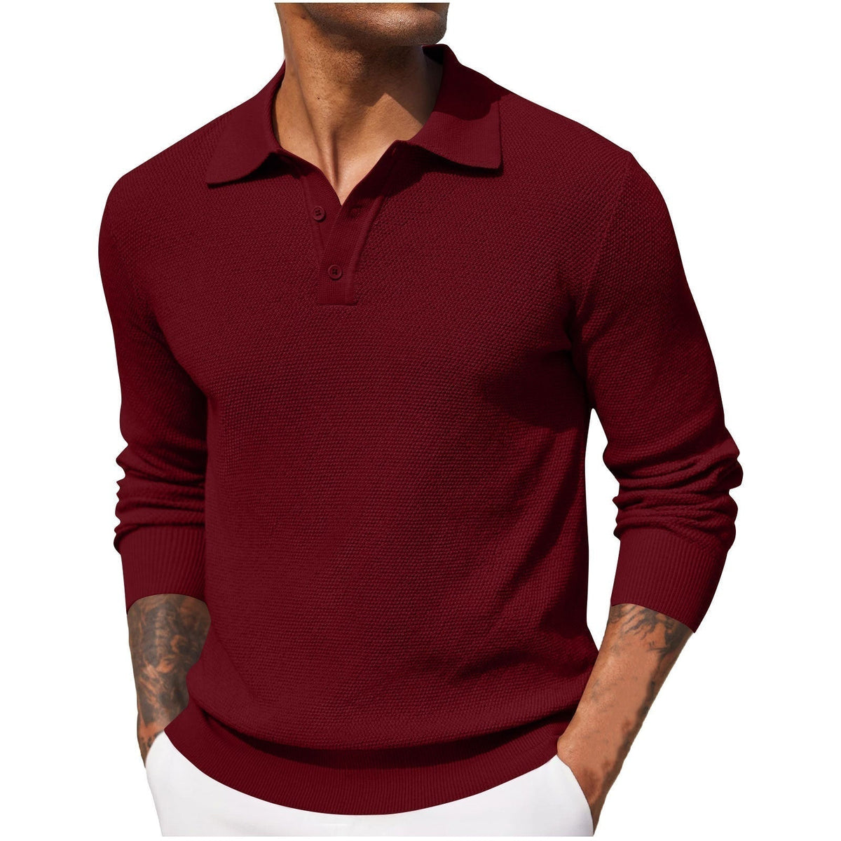 Weston™ | Polo de manga larga en punto texturizado