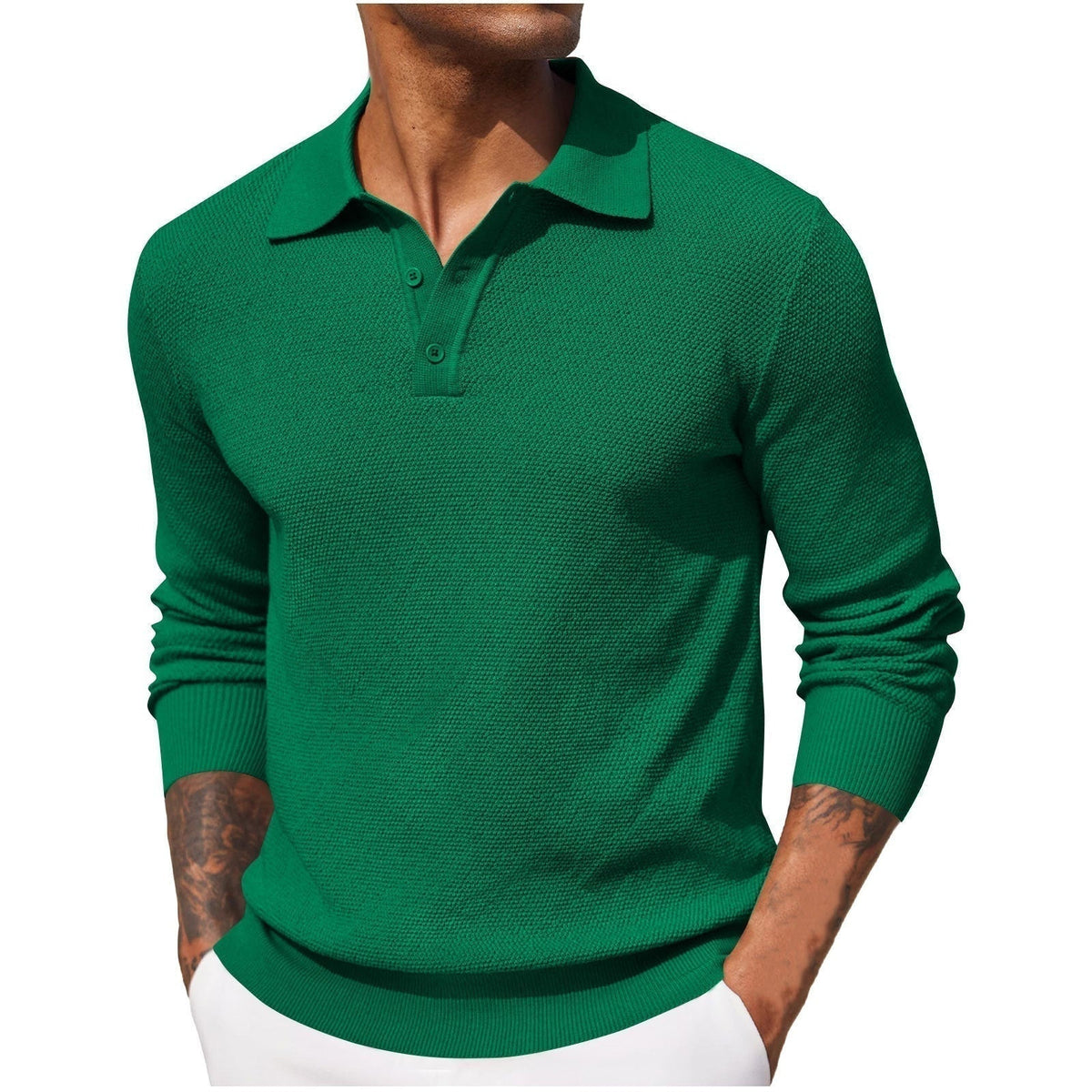 Weston™ | Polo de manga larga en punto texturizado