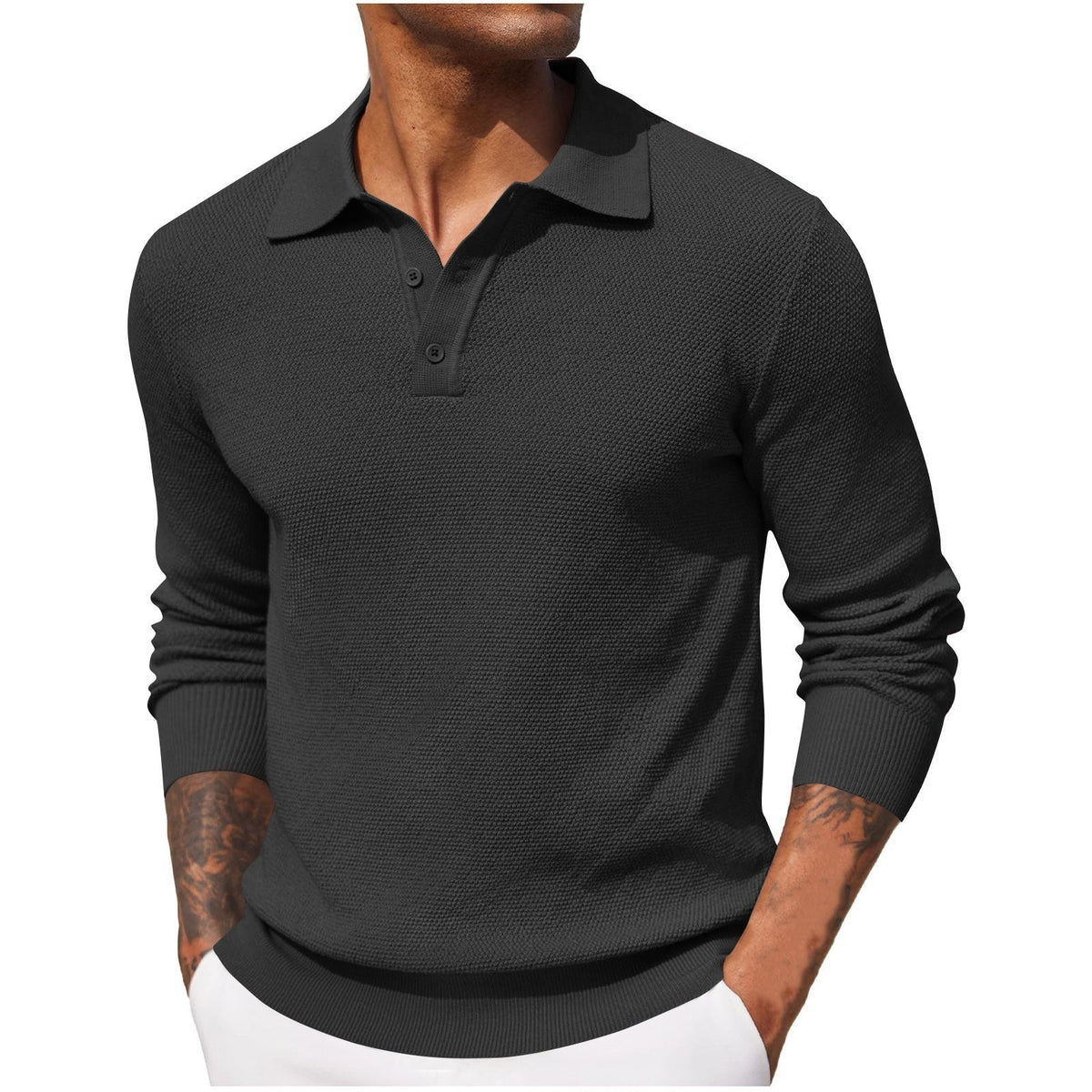 Weston™ | Polo de manga larga en punto texturizado
