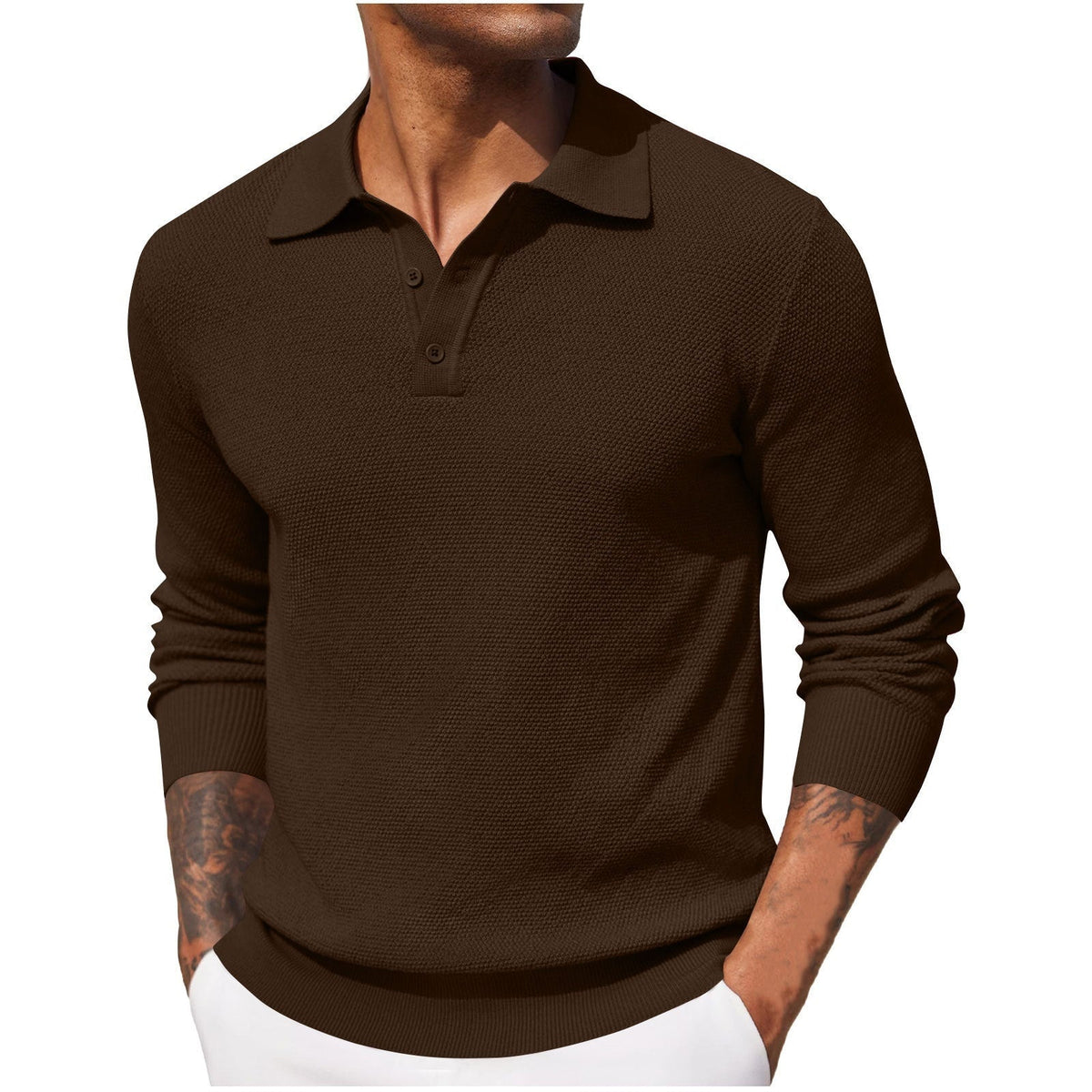 Weston™ | Polo de manga larga en punto texturizado