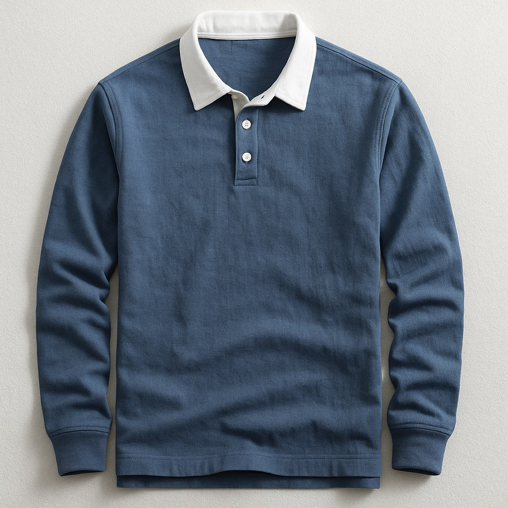 Graham™ | Polo de punto de manga larga con cuello en contraste